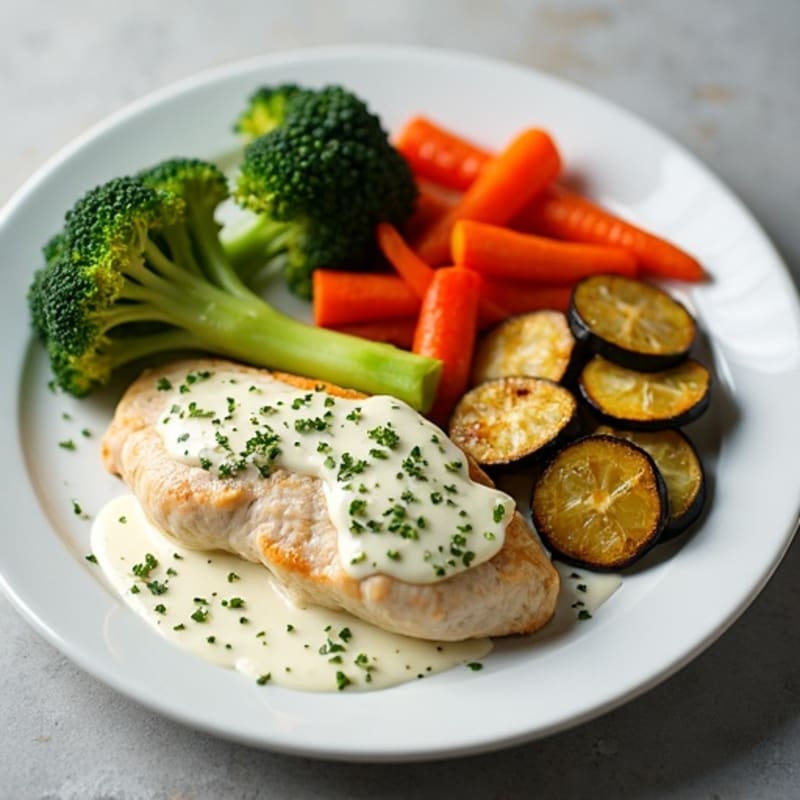 Creamy Herb Chicken with Roasted Vegetables