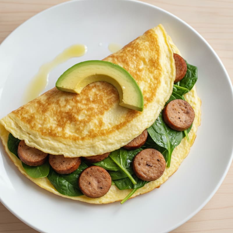 Egg White Spinach Omelette with Turkey Sausage