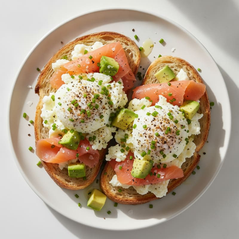 Classic Sourdough Artisan Toast with Smoked Salmon and Eggs
