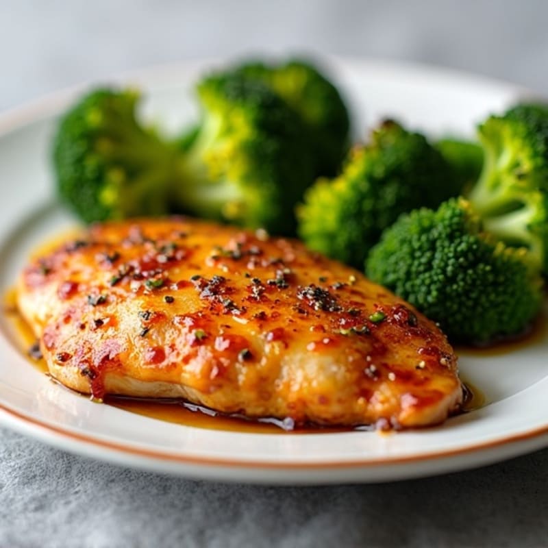 Baked Chicken with Sweet and Savory Glaze and Roasted Broccoli
