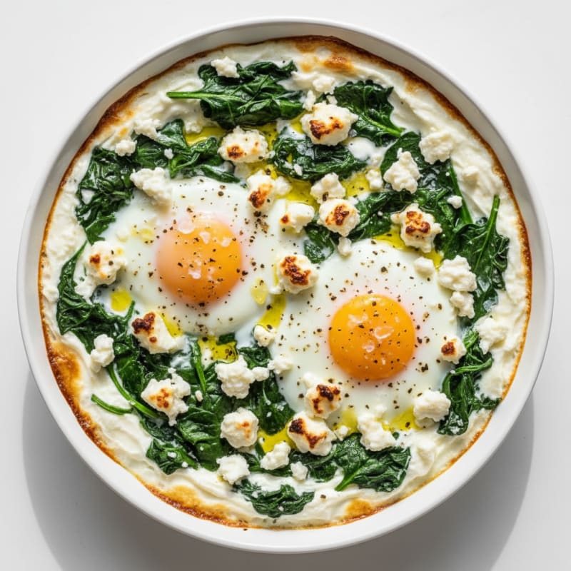 Creamy Baked Eggs with Spinach and Feta