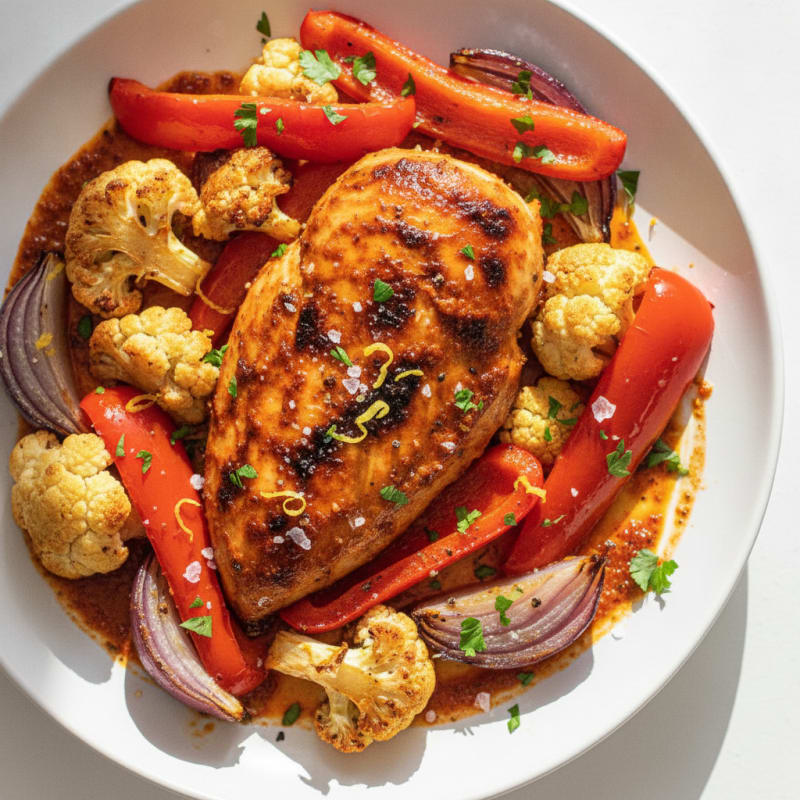 Spicy Harissa Chicken with Roasted Vegetables