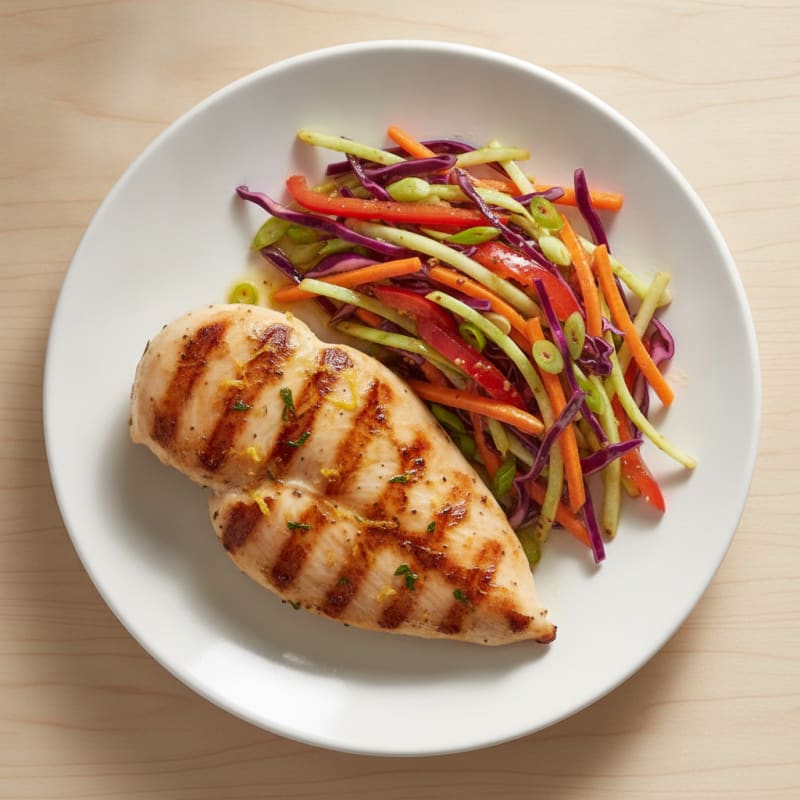 Grilled Chicken Breast with Crunchy Vegetable Slaw