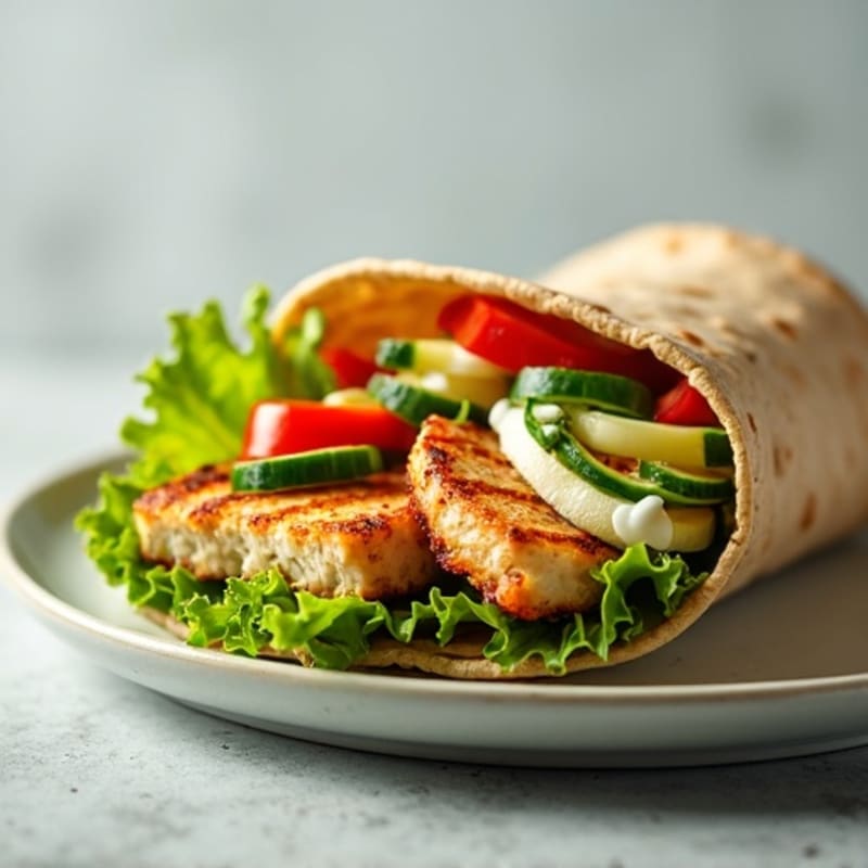 Grilled Chicken and Fresh Crunchy Veggie Wrap