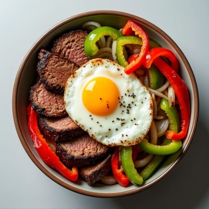 Lean Sirloin Philly Steak Bowl with Bell Peppers