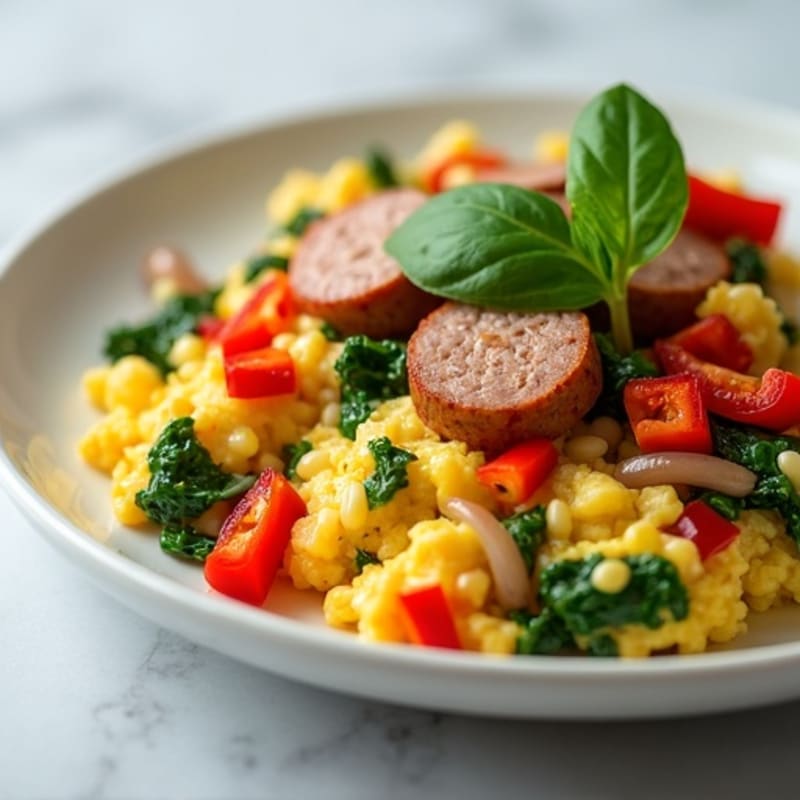 Egg White Veggie Scramble with Turkey Sausage