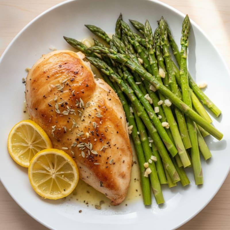 Lemon Herb Roasted Chicken and Asparagus