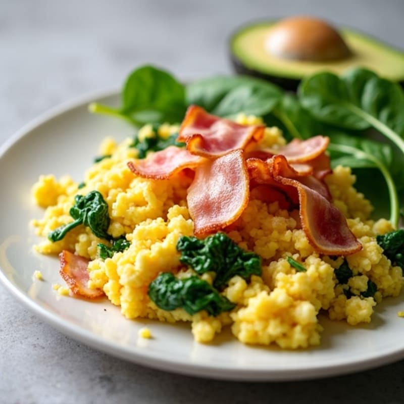Egg White Scramble with Spinach and Turkey Bacon