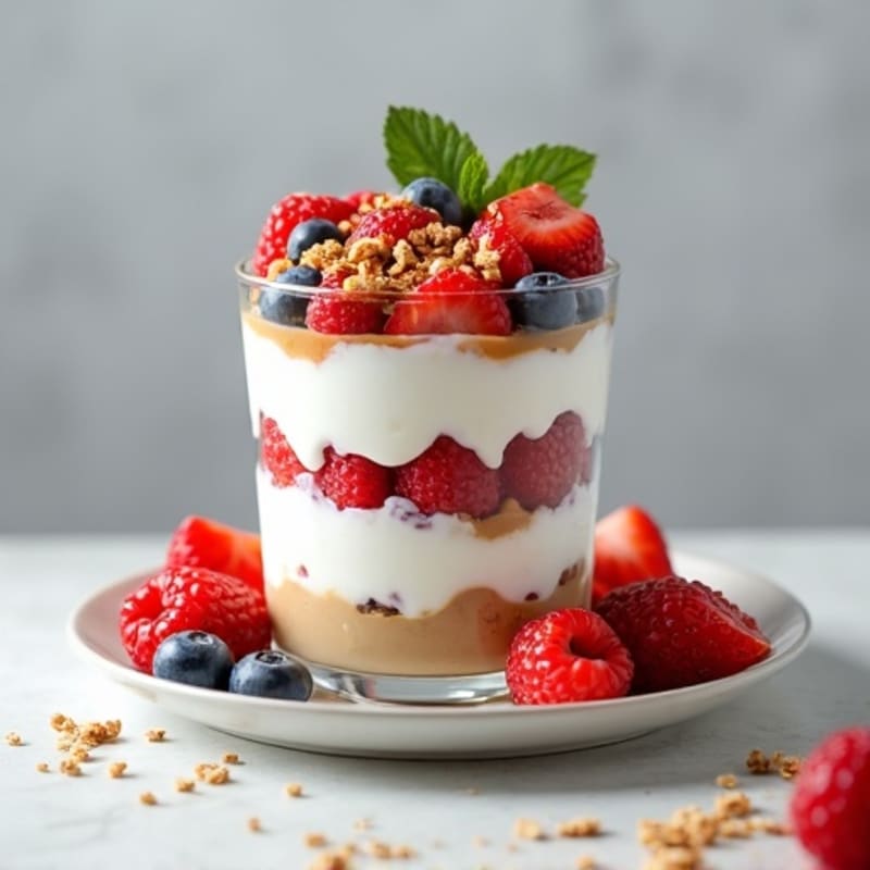Creamy Greek Yogurt Parfait with Mixed Berries and Almond Butter
