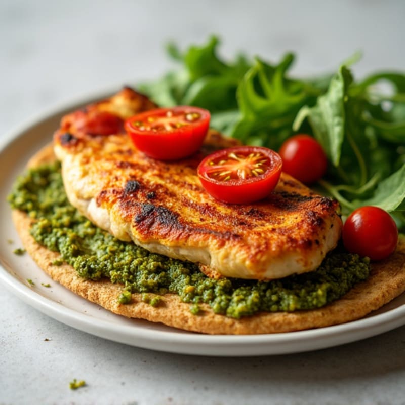 Crispy Grilled Chicken Pesto Flatbread