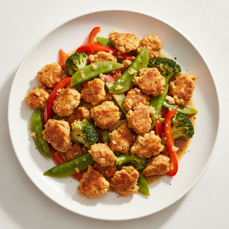 Crispy Ground Chicken and Vegetable Stir-Fry