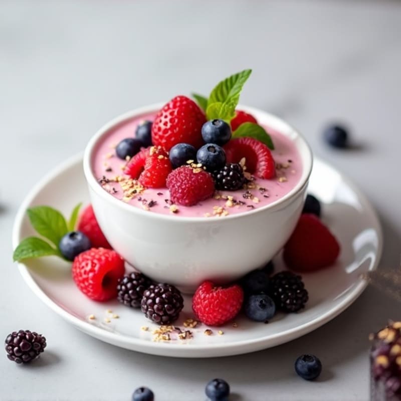 Silky Greek Yogurt Protein Pudding with Mixed Berries