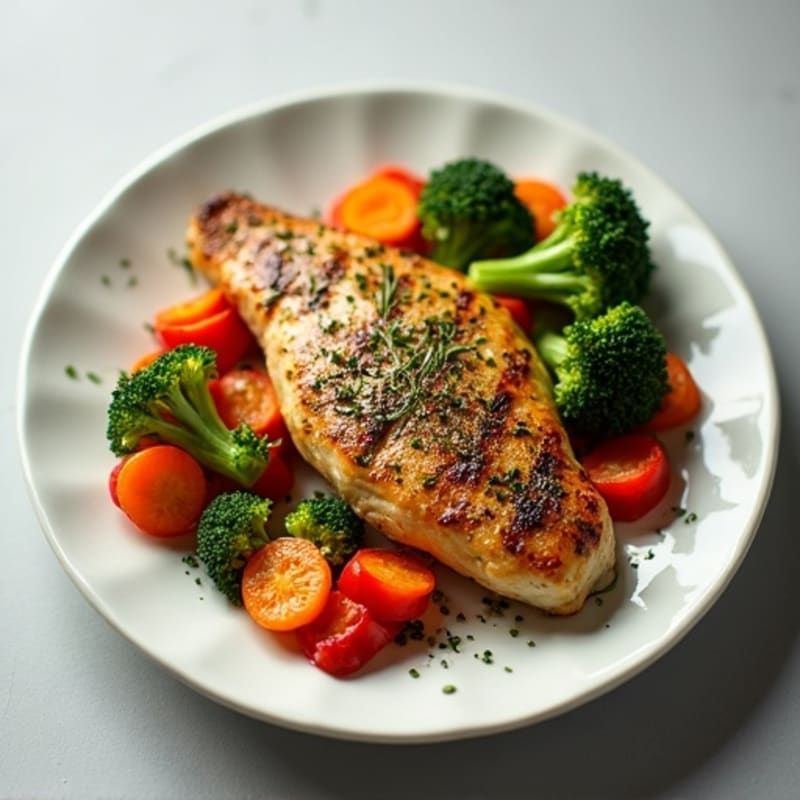 Herb-Crusted Pan Seared Chicken with Roasted Vegetables
