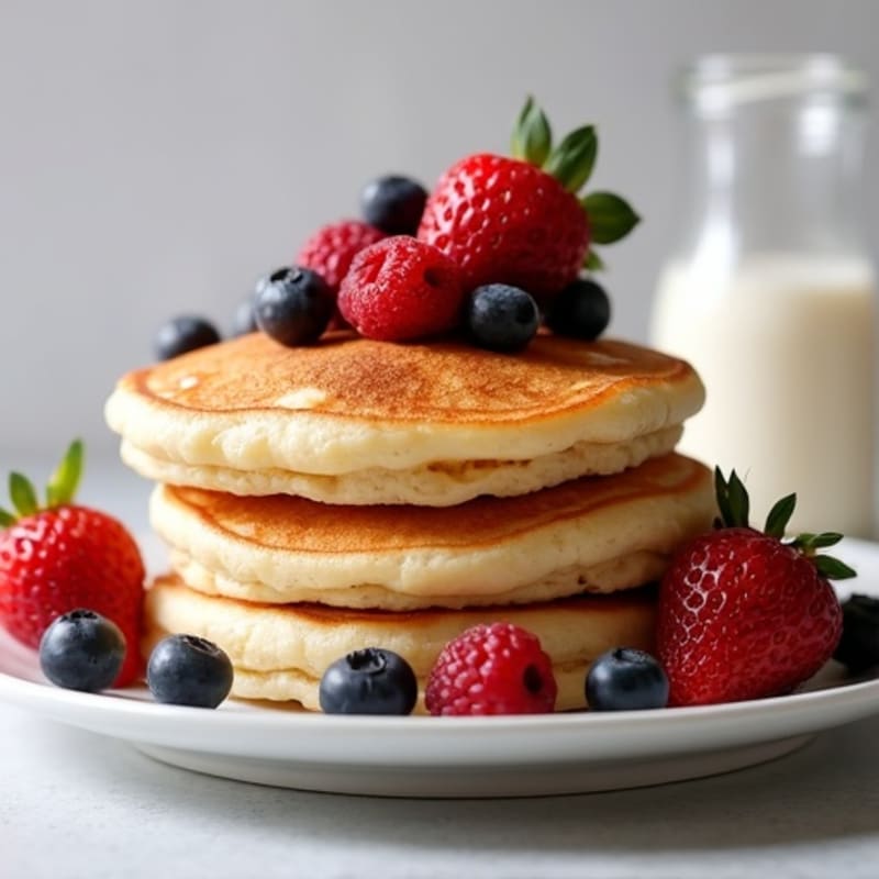 Fluffy Protein Pancakes with Fresh Berries