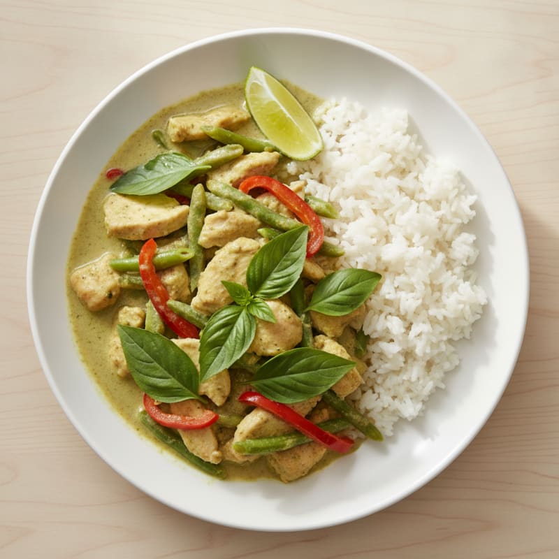 Coconut Green Curry Chicken with Basil