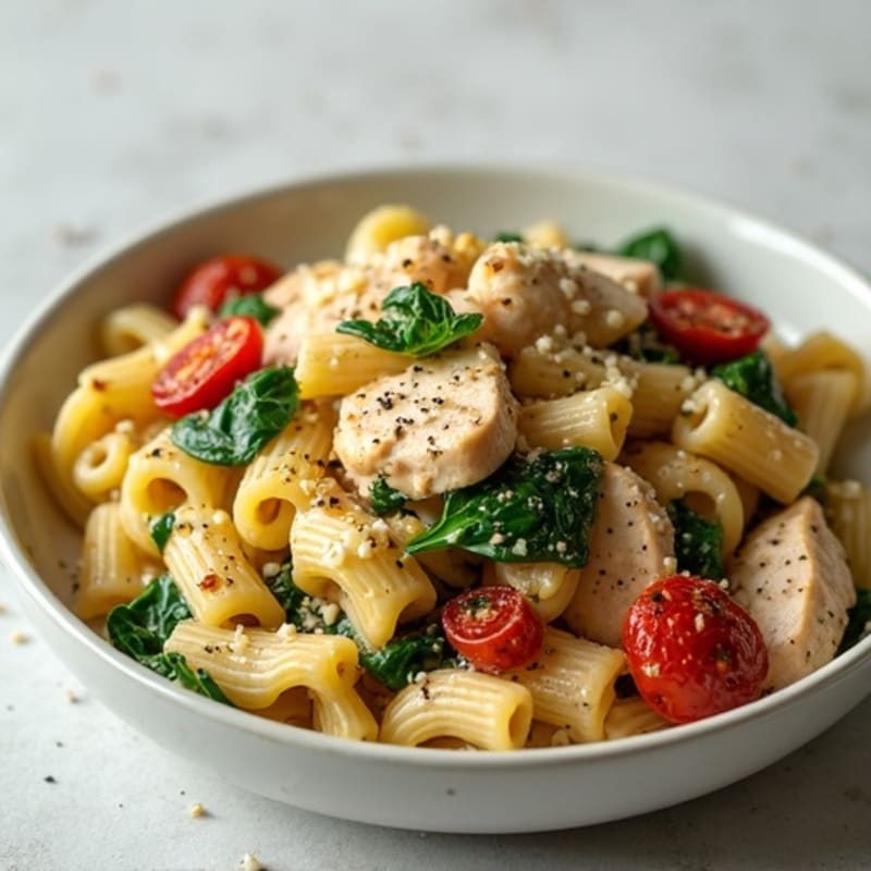 Creamy Chicken Pasta with Spinach and Sun-Dried Tomatoes