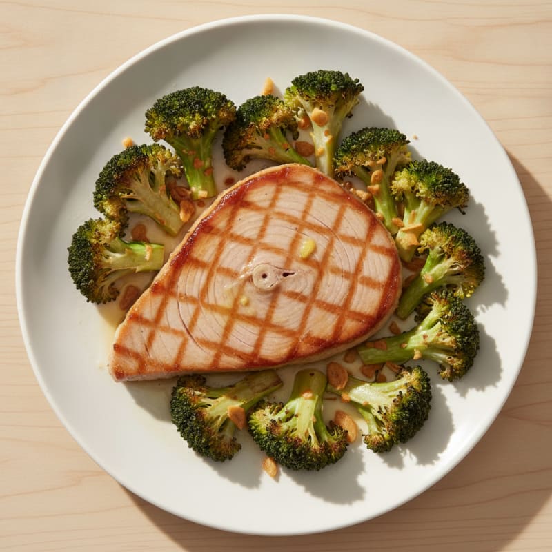 Grilled Tuna Steak with Roasted Broccoli