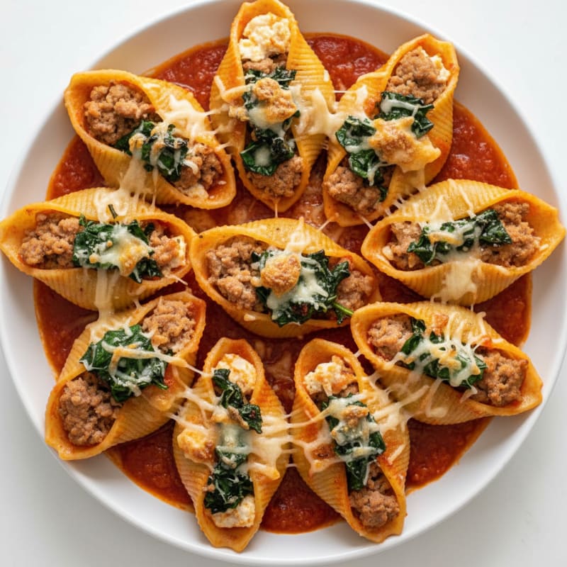 Spinach Ricotta Stuffed Shells with Marinara