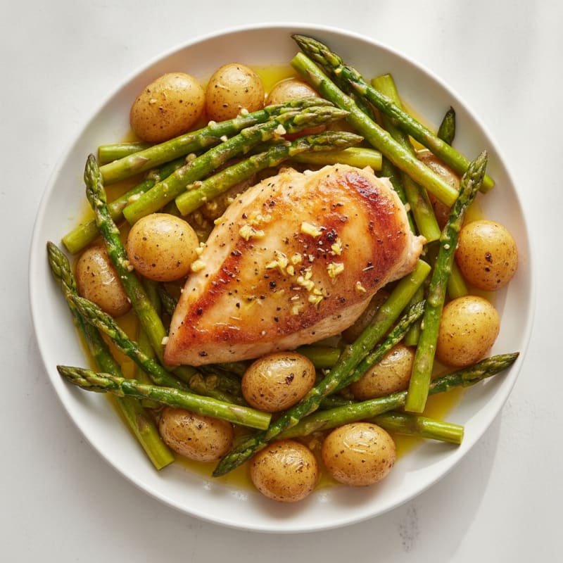 Lemon-Herb Roasted Chicken with Asparagus