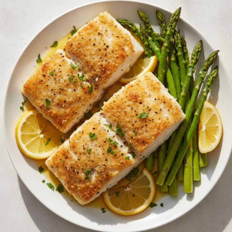 Lemon Herb Baked Cod with Asparagus
