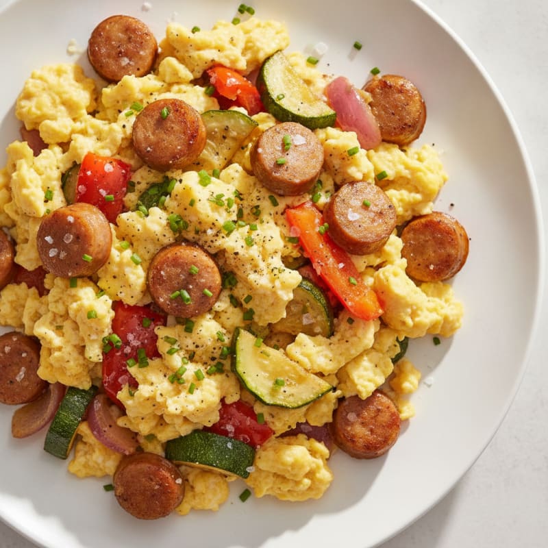 Hearty Scrambled Eggs with Roasted Vegetables