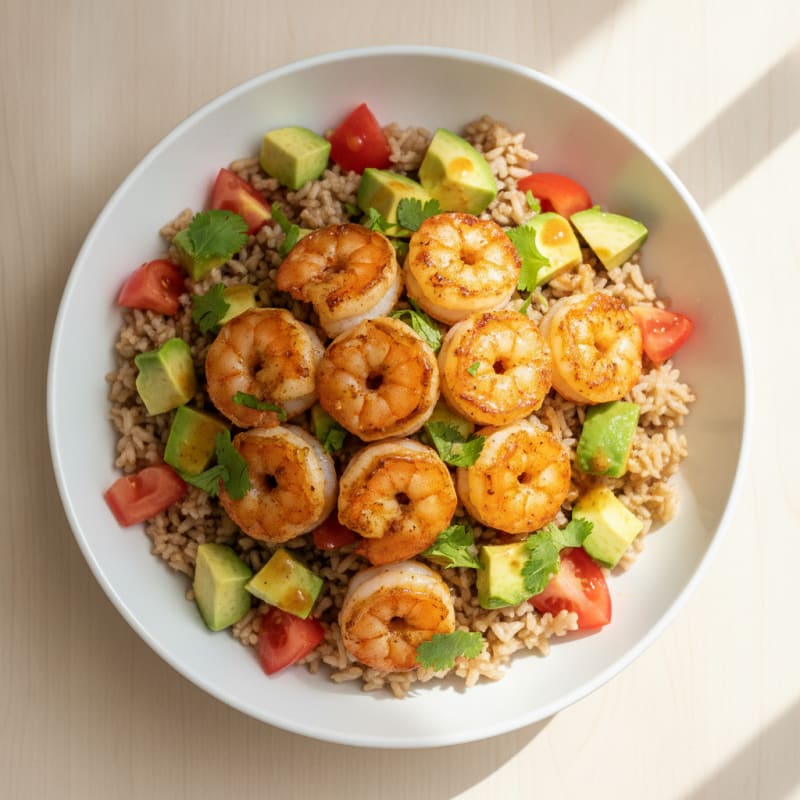 Chili-Lime Shrimp and Avocado Rice Bowl