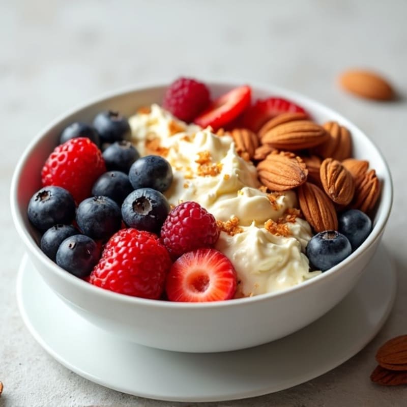 Cottage Cheese and Berry Protein Bowl with Almonds