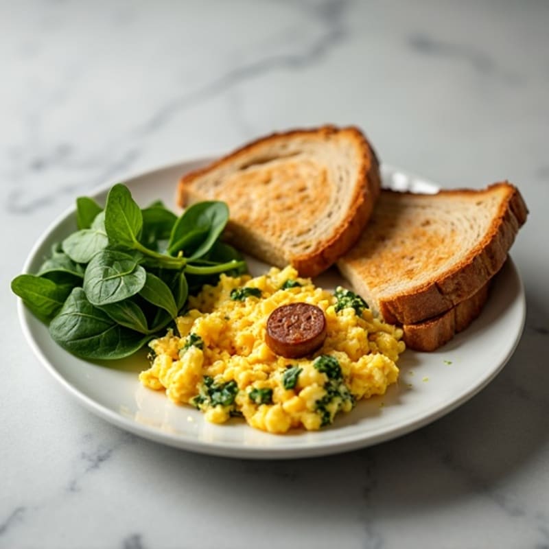Egg White Scramble with Spinach and Turkey Sausage