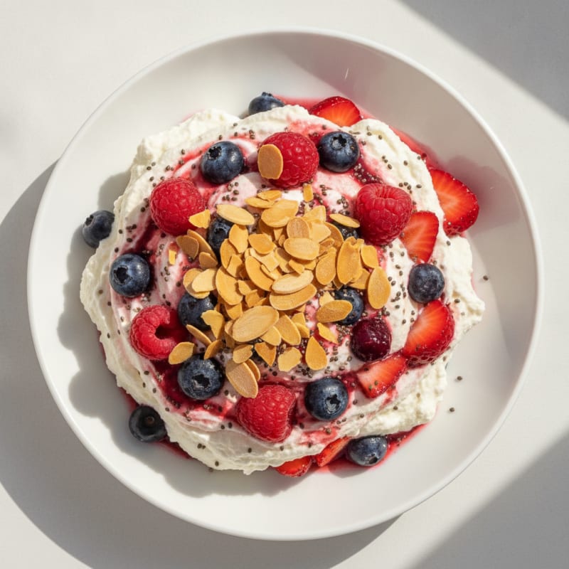Greek Yogurt Protein Mousse with Mixed Berries