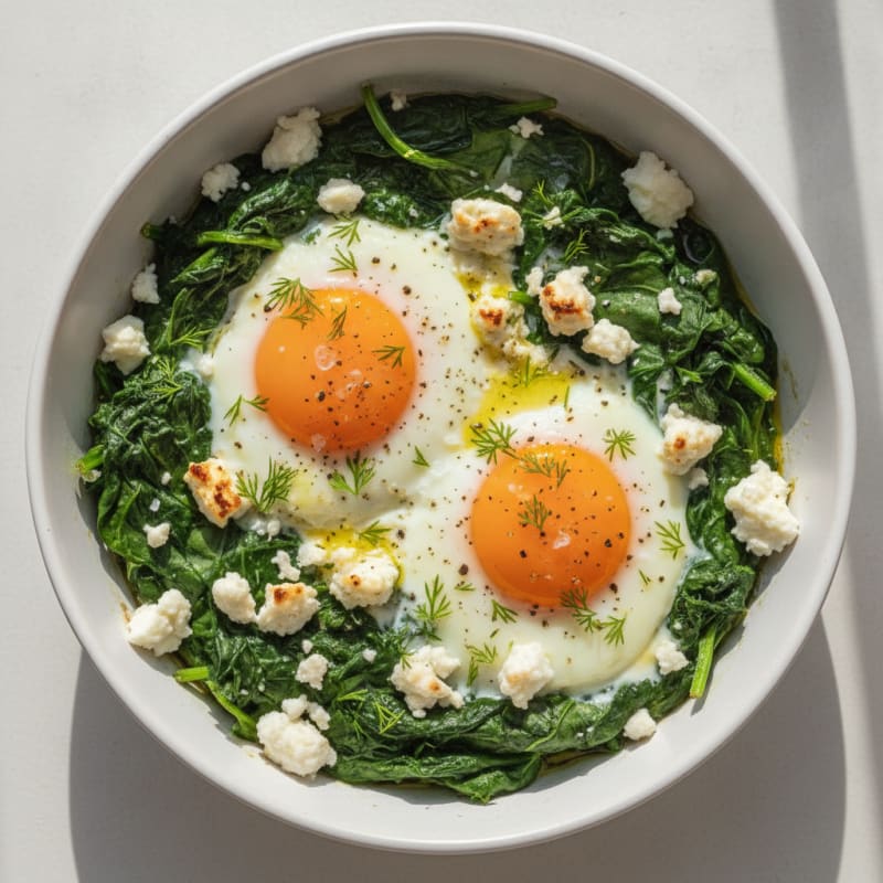 Baked Eggs with Spinach and Feta