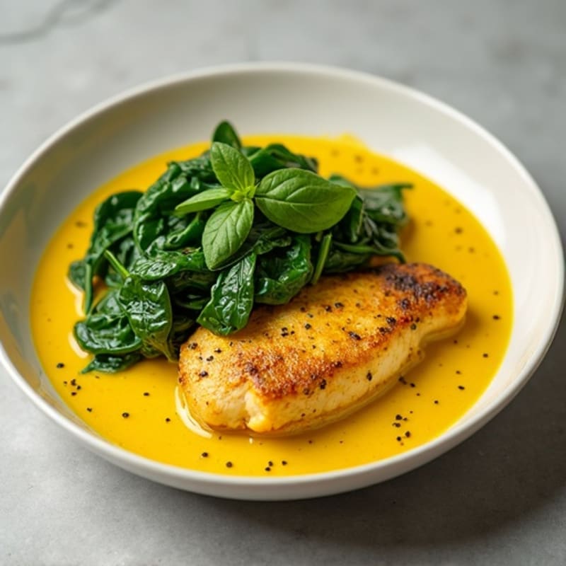 Creamy Turmeric Coconut Chicken with Fresh Spinach