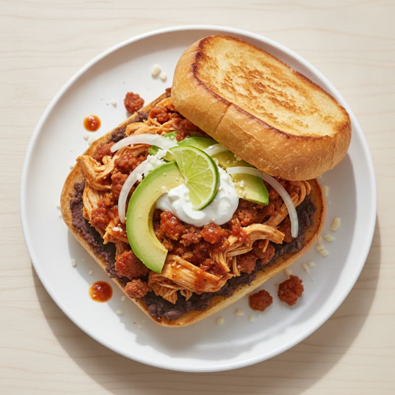 Shredded Chicken and Chorizo Torta