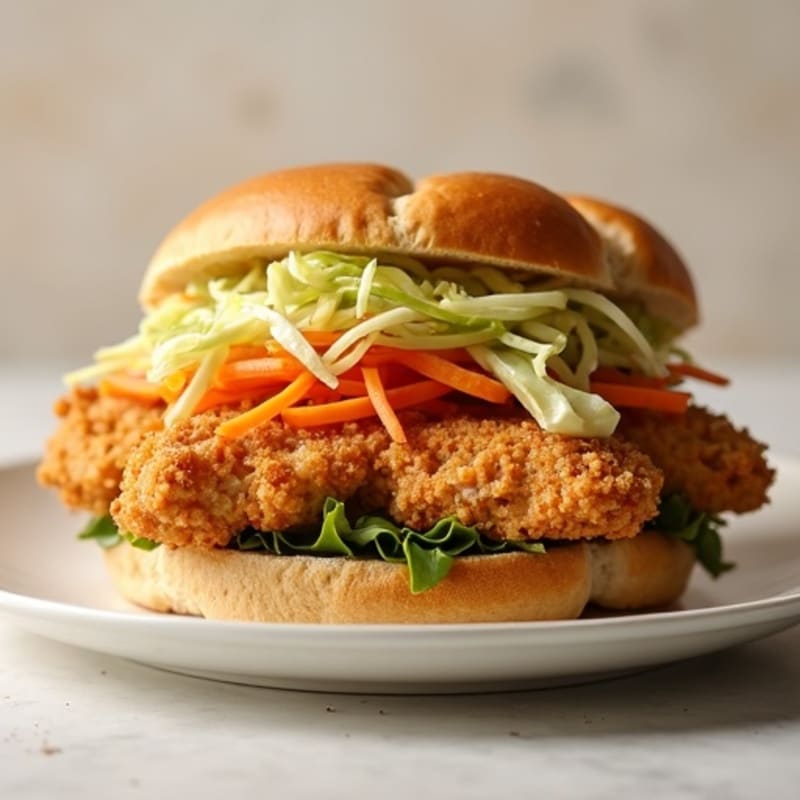 Crispy Baked Chicken Sandwich with Tangy Slaw