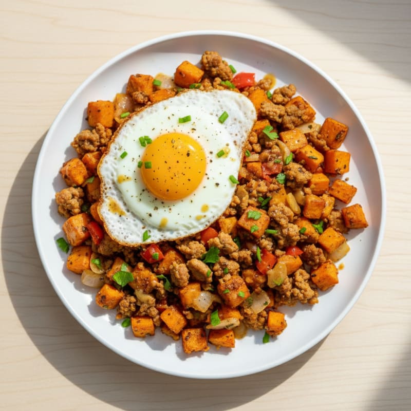 Crispy Sausage and Sweet Potato Hash
