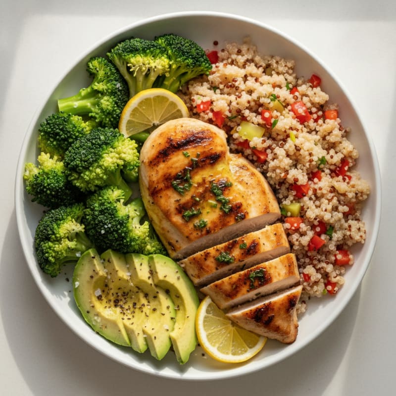 Lemon-Herb Grilled Chicken with Quinoa and Avocado