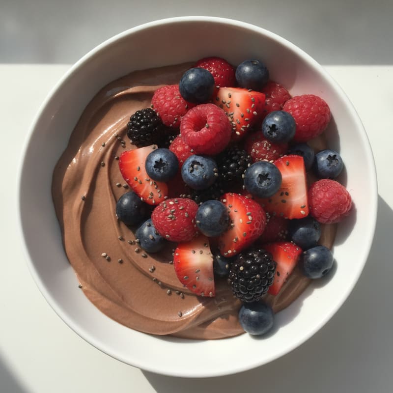 Creamy Greek Yogurt with Chocolate Protein and Mixed Berries