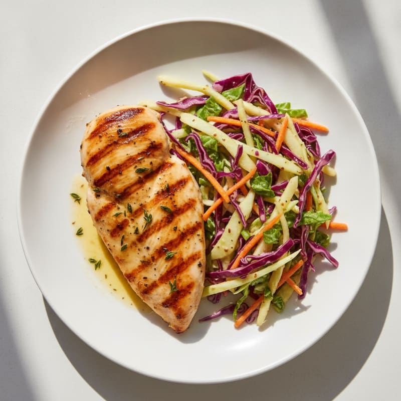 Grilled Chicken Breast with Crunchy Cabbage Slaw
