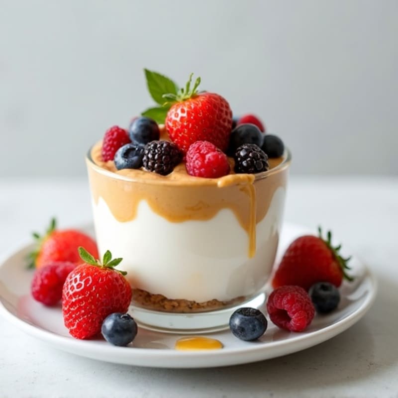 Greek Yogurt Protein Parfait with Almond Butter and Berries