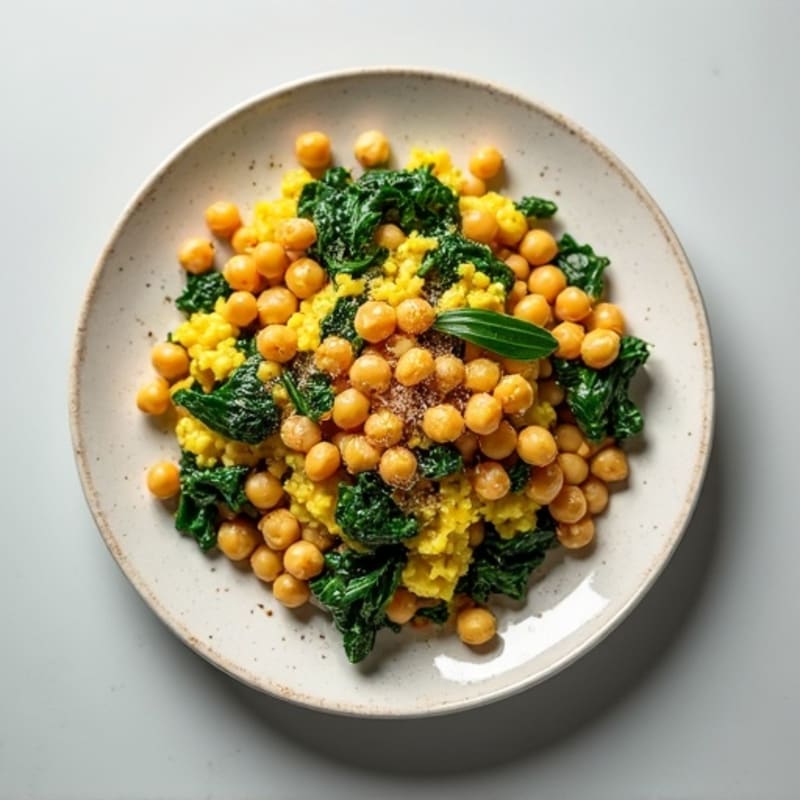 Silky Tofu Scramble with Spinach and Chickpeas