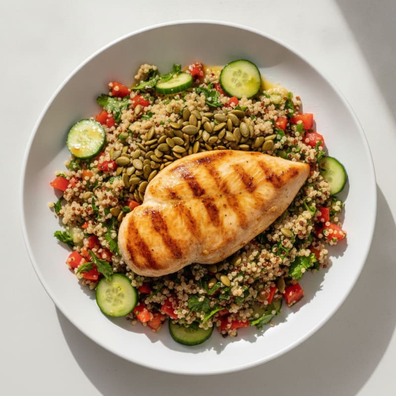 Grilled Chicken Breast with Crunchy Quinoa Salad