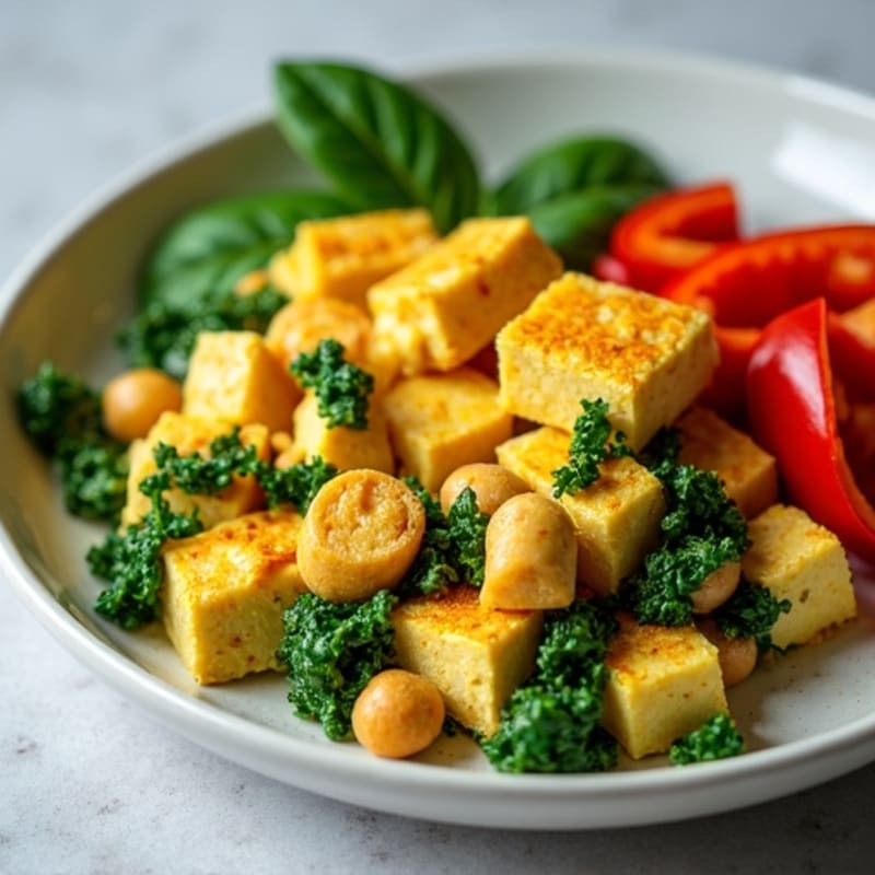 Silky Tofu Scramble with Spinach and Nutritional Yeast