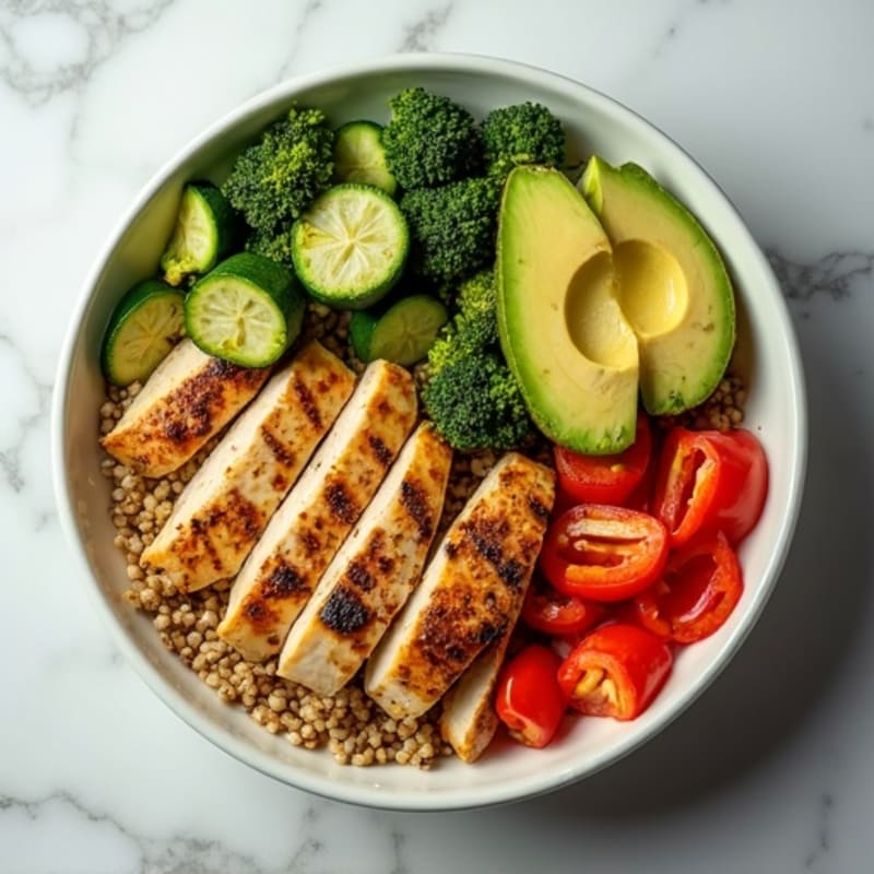 Grilled Chicken and Quinoa Power Bowl with Roasted Vegetables