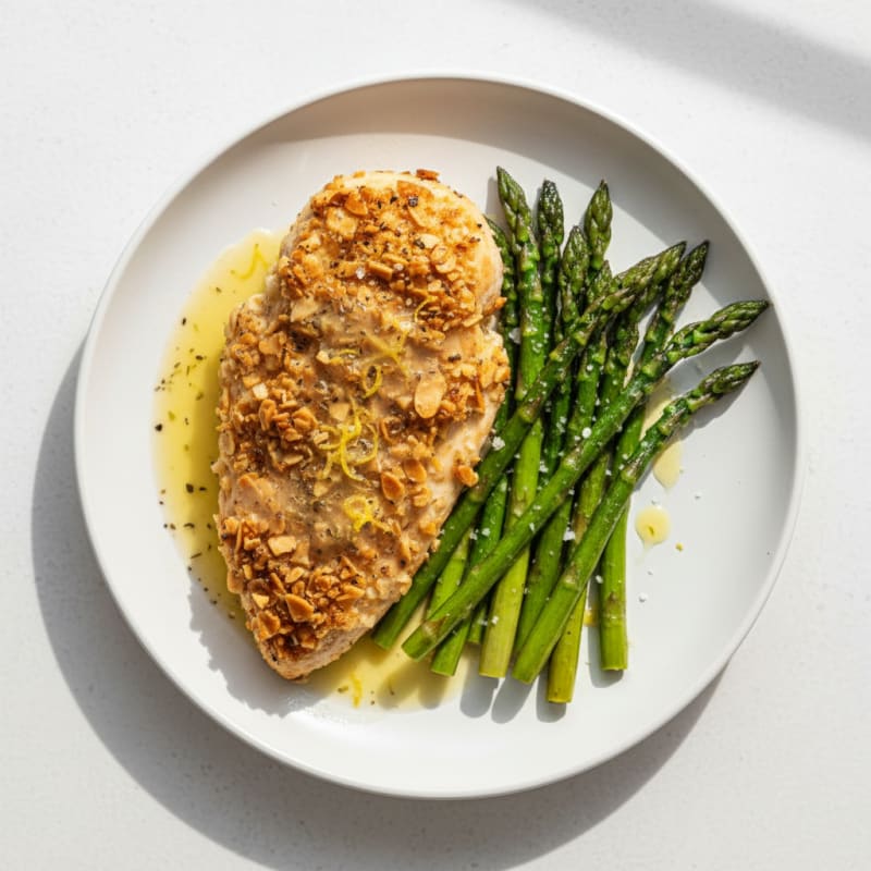 Crispy Lemon-Herb Chicken with Roasted Asparagus