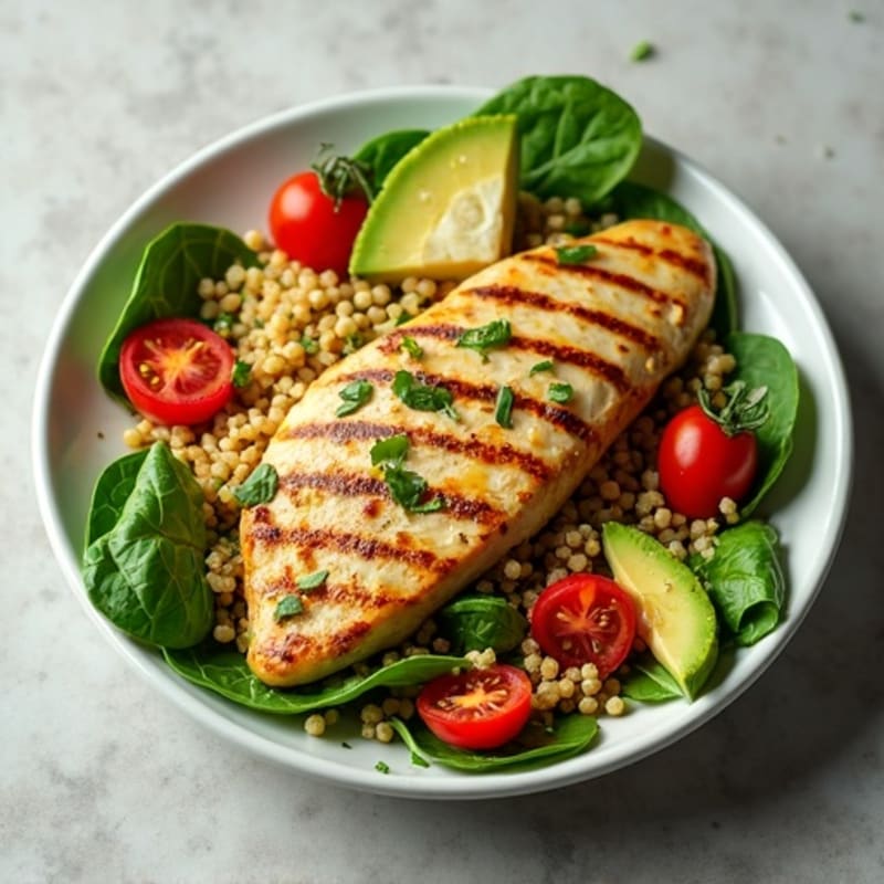 Grilled Chicken and Quinoa Salad with Spinach