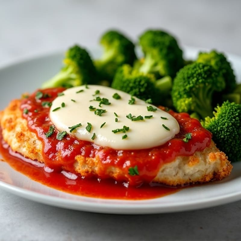 Healthy Crispy Chicken Parmesan with Roasted Broccoli