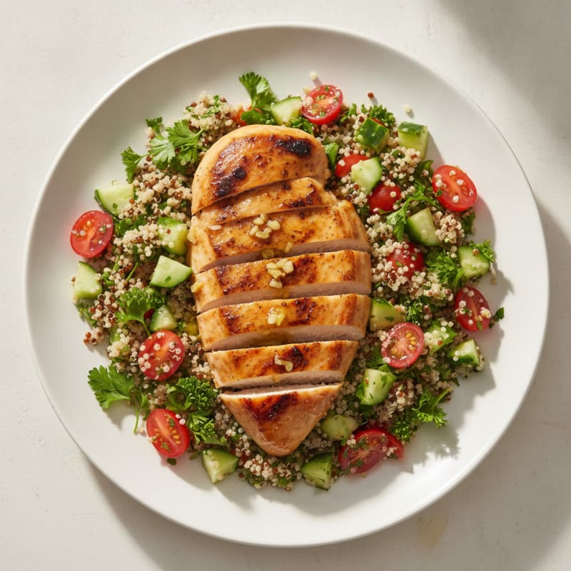 Grilled Lemon-Garlic Chicken Breast with Quinoa Salad