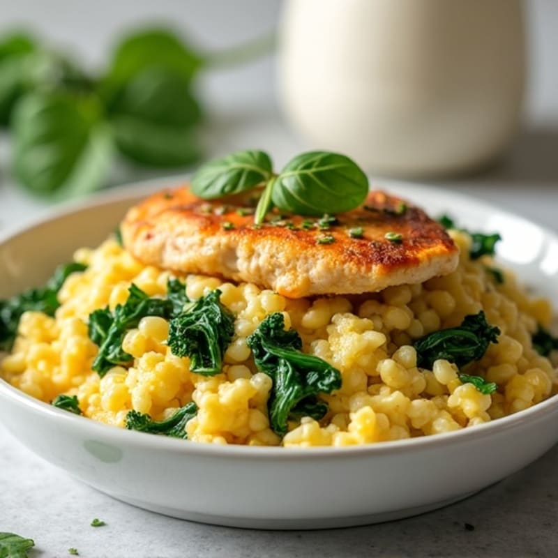 Egg White and Chicken Breast Scramble with Spinach
