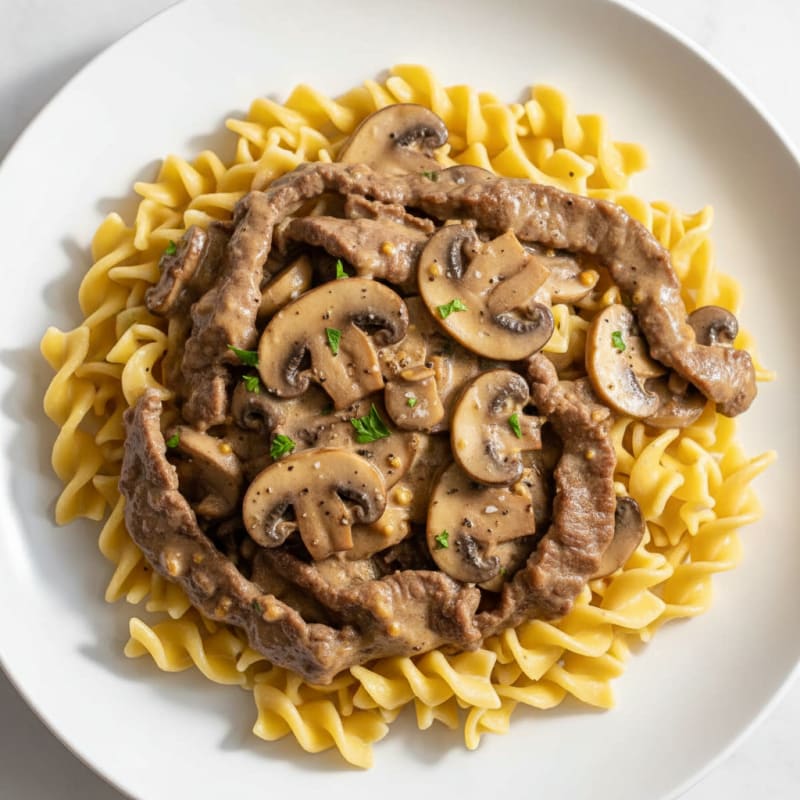 Classic Beef Stroganoff with Egg Noodles