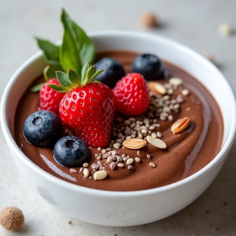 Silky Chocolate Protein Pudding with Mixed Berries