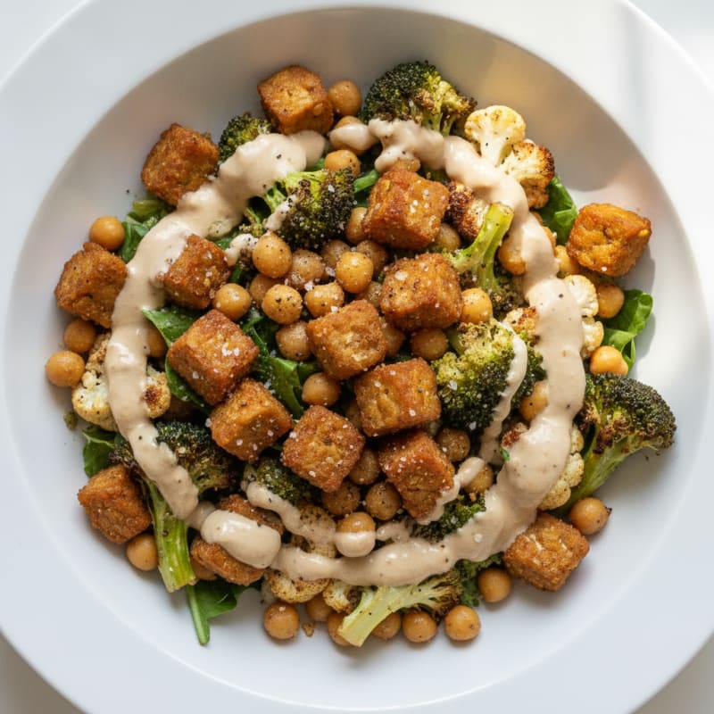 Roasted Vegetable Buddha Bowl with Tahini Dressing